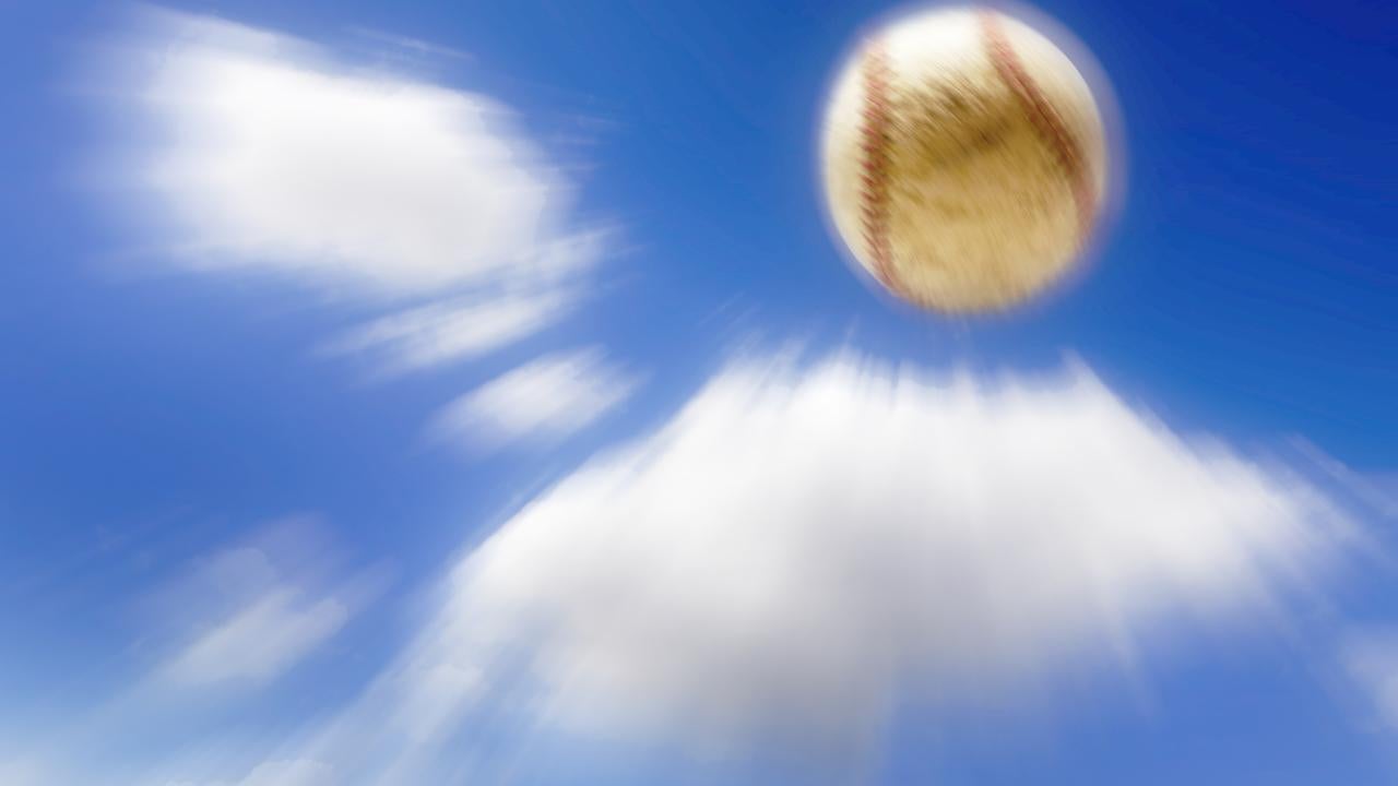 Baseball flying through the air