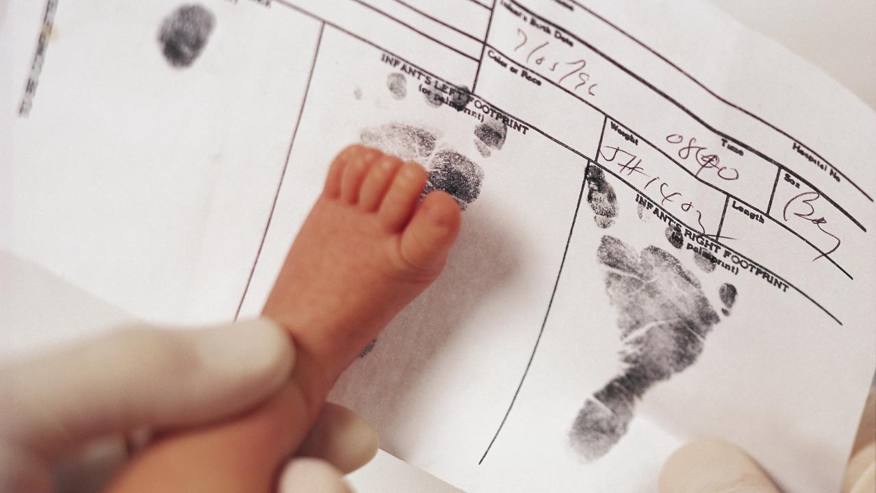 baby foot print on certificate.