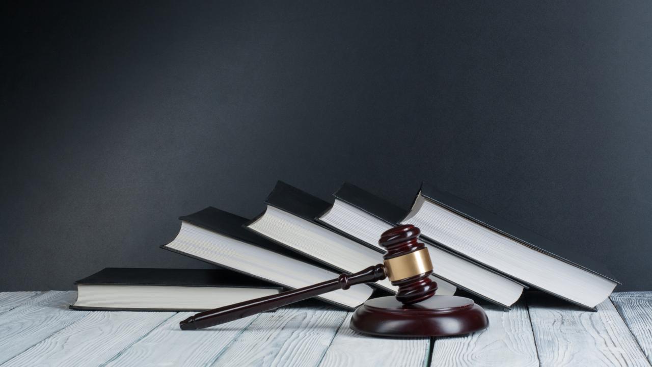 Illustration with gavel and books