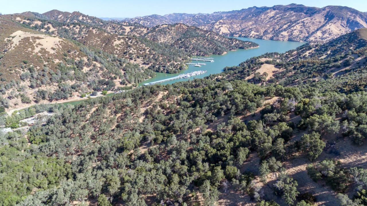 aerial view of forest and mountains around Lake Berryessa