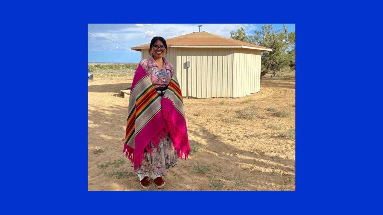 A Native Navajo Dine girl in Native clothing