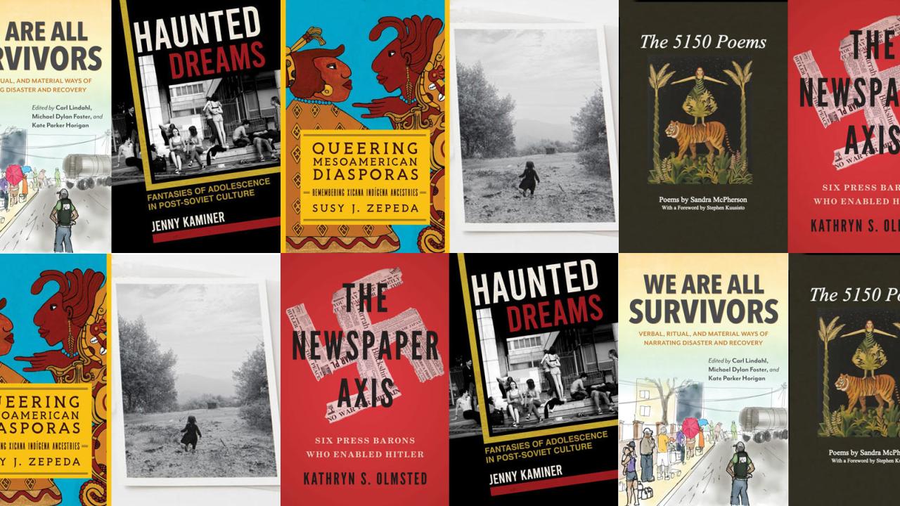 6 book covers, repeated in 2 rows, UC Davis faculty authors