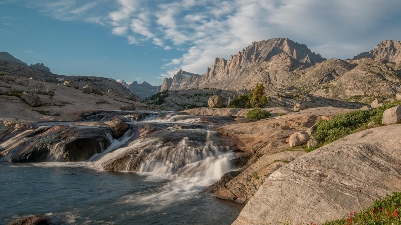 A beautiful panorama of a mountain stream in the High Sierras
