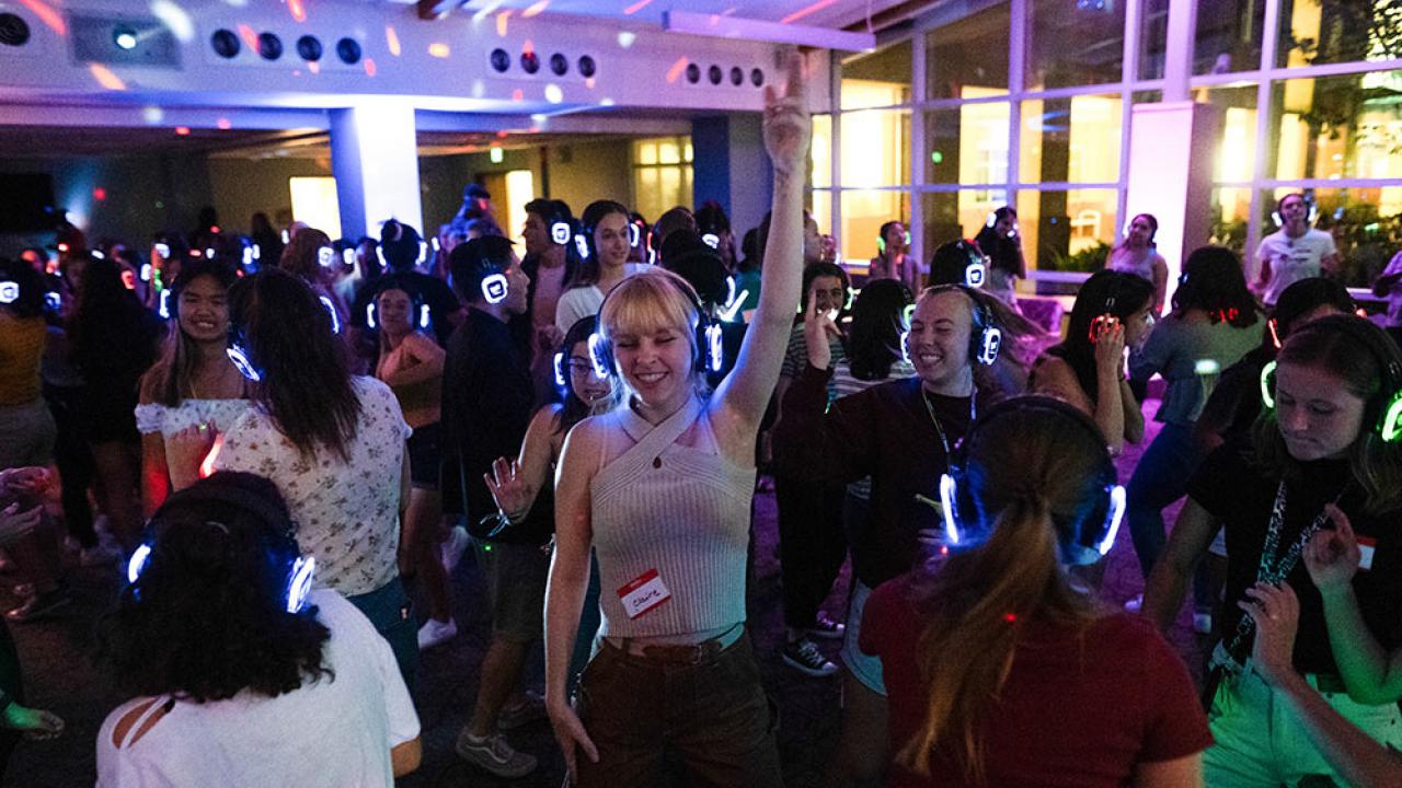 students dance at silent disco