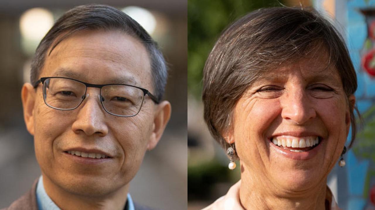 Huaijun Zhou and Pamela Ronald headshots, UC Davis faculty