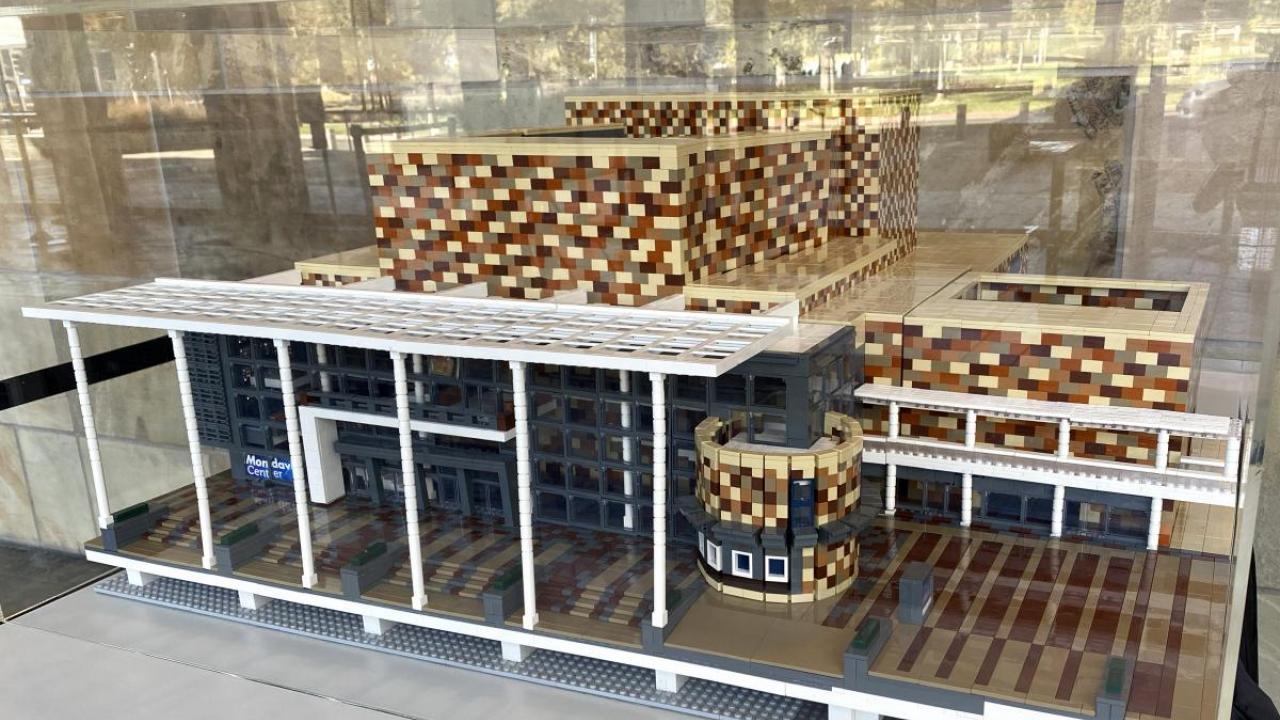 Model of the Mondavi Center made of LEGO bricks.