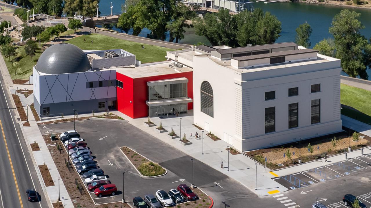 SMUD Museum of Science and Curiosity, from drone