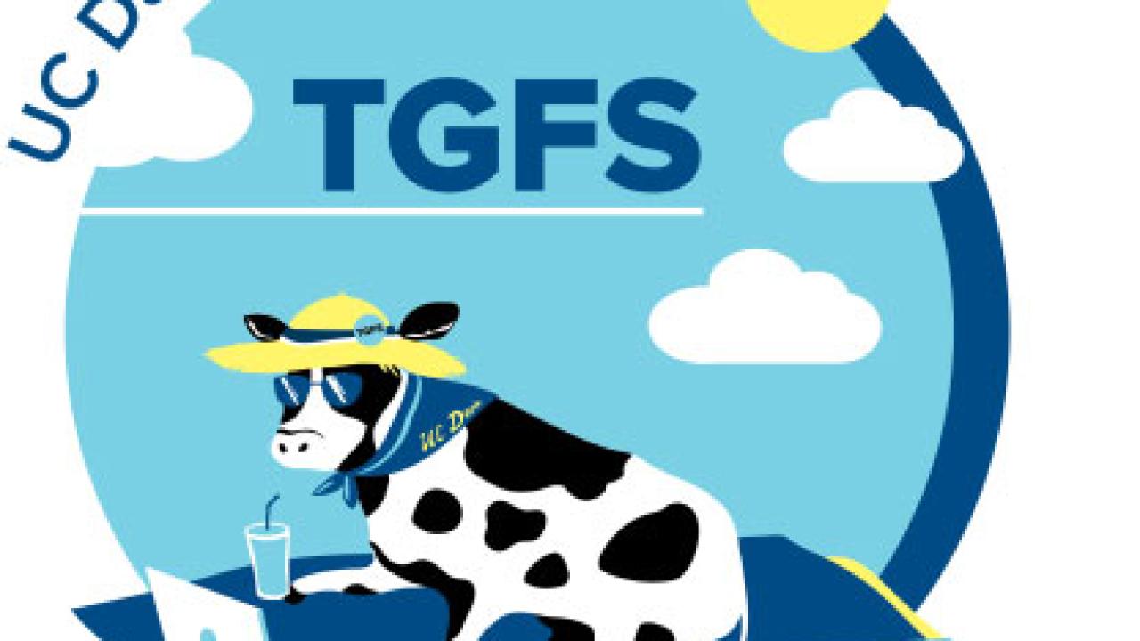Graphic: TGFS 2023 logo, cow in hat and sunglasses, on picnic blanket