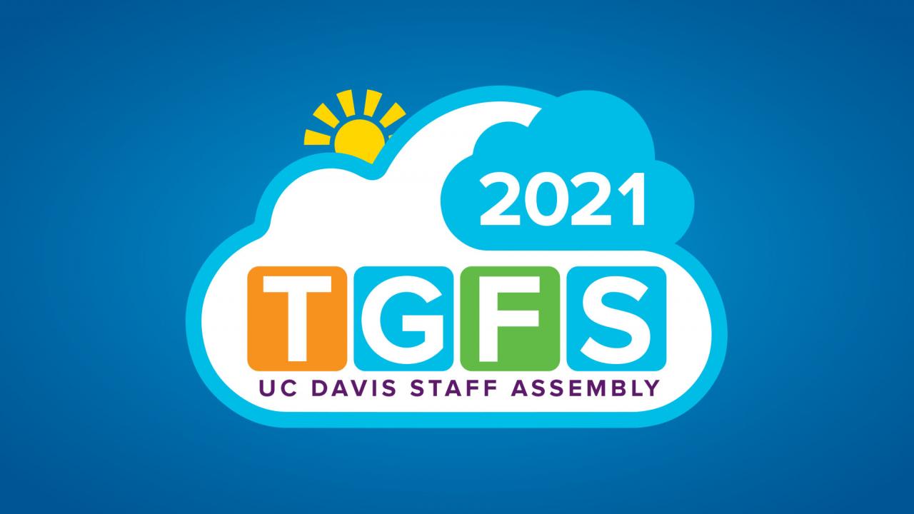 TGFS 2021 logo: text in clouds, sunshine peeking through