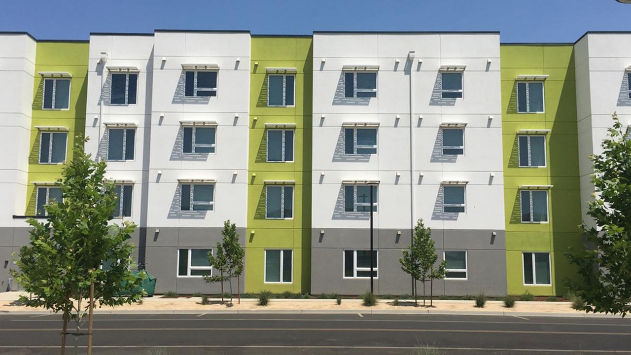 The Green apartment complex, exterior, UC Davis