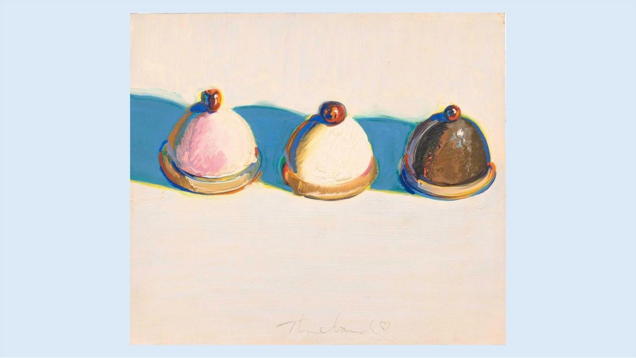 Painting of three cupcakes