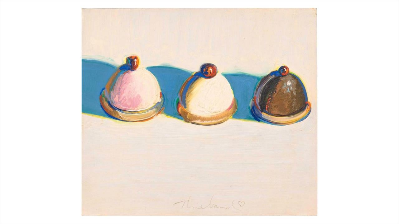 Painting of three cupcakes
