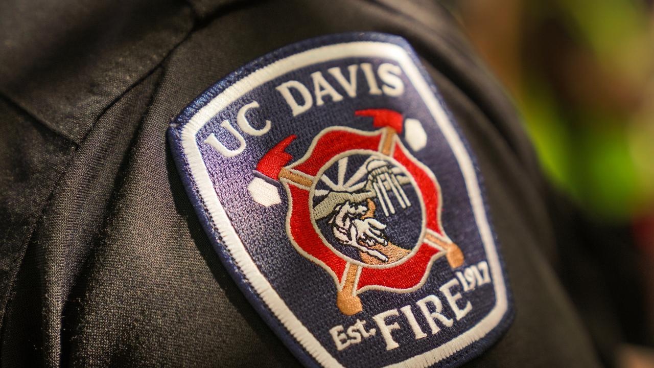 A shoulder patch for the UC Davis Fire Department
