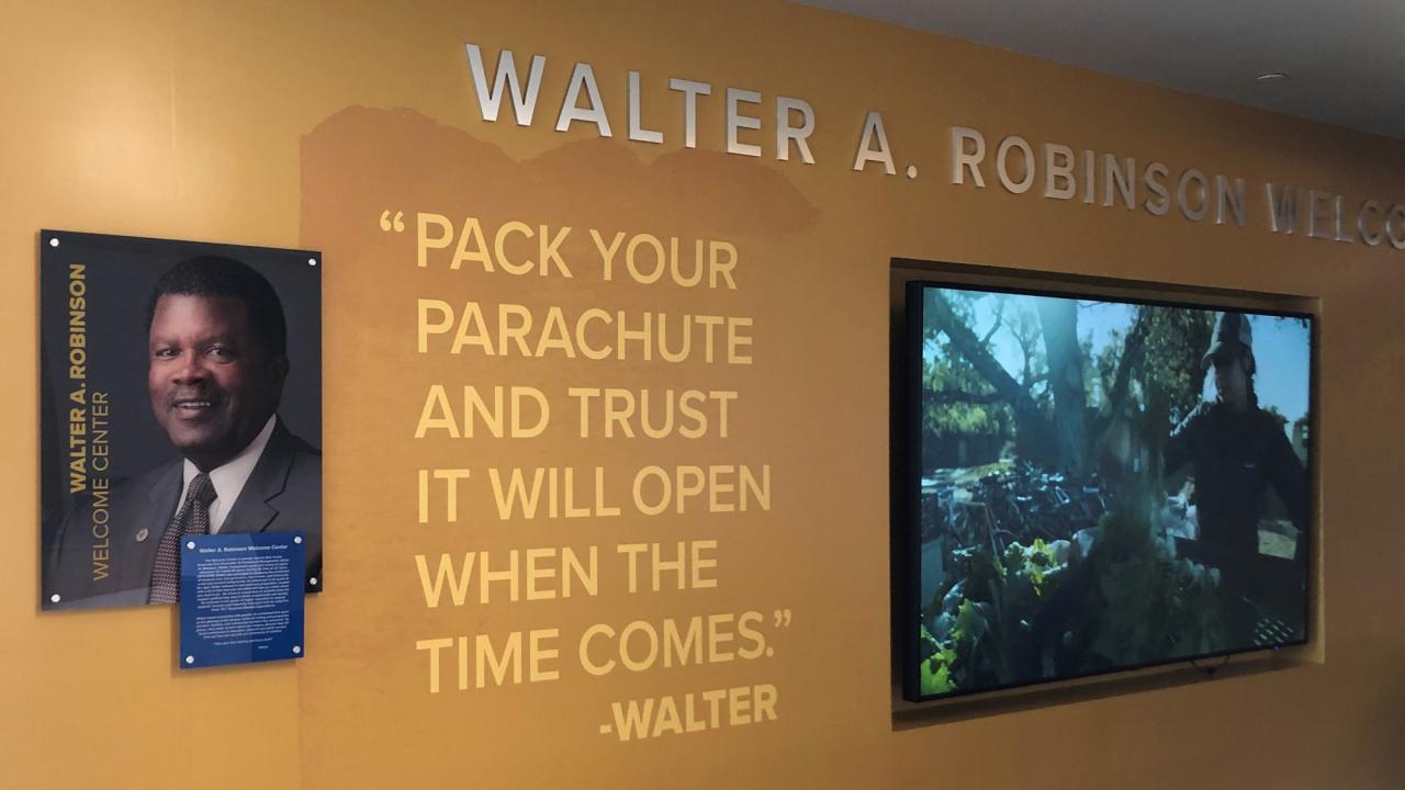 Walter A. Robinson wall inside the Welcome Center