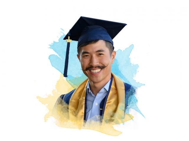 A UC Davis graduate with an amazing mustache