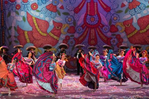 Ballet Folklorico in colorful costumes on stage