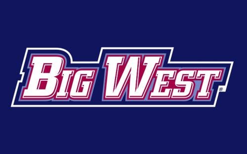 "Big West" Conference logo on dark blue background