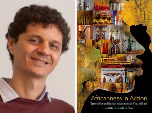 Juan Diego Diaz headshot and "Africanness in Action" book cover