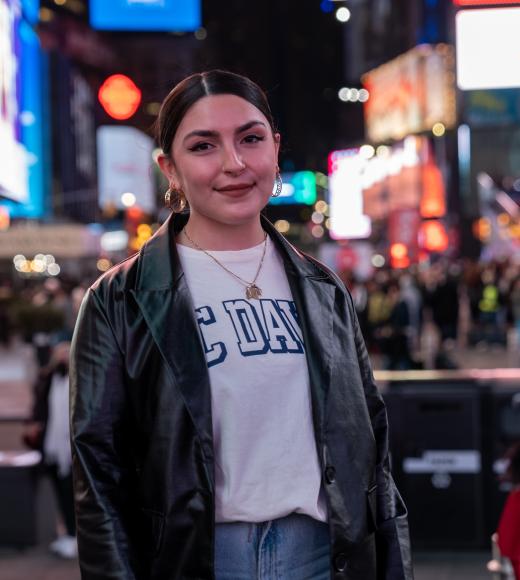 Isabella Verduzco standing in Times Square