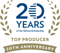 "Gilman Scholarship 20-Year Top Producer" seal