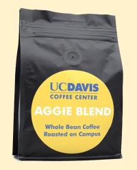 Bag of UC Davis whole coffee beans
