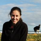 Carolina Vicario with ostrich in background.