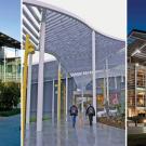 Combo pic of building exteriors: Robert Mondavi Institute, Manetti Shrem Museum and Mondavi Center