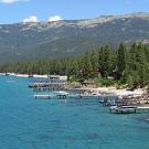Shoreline with boat docks at Lake Tahoe