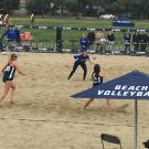 Women's beach volleyball, in action.