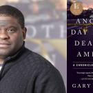 Photo of Gary Younge with cover of his book, Another Day in the Death of America: A Chronicle of Ten Short Lives.