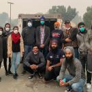 Members of the UC Davis Sikh Cultural Association wearing smoke masks.