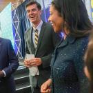 Chancellor Gary S. May with Dan Brown and London Breed.