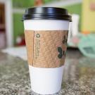 Paper coffee cup, with lid and sleeve