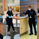 Four custodians cleaning at UC Davis Health.