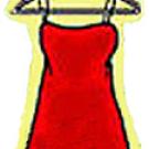 Drawing of a dress on a hanger.