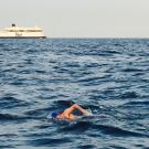Ernie Hoftyzer swimming the English Channel.
