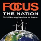 Graphic: Focus the Nation logo with a picture of the top of the earth with wind turbines