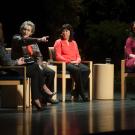 Panelists discussing Temple Grandin's book and life at the Mondavi Center.