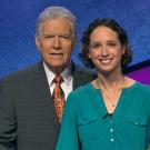Hannah Safford poses for photo with Alex Trebek.