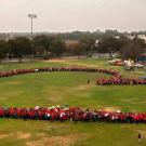 Photo: Heart formation on Hutchison Field, 2014
