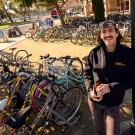 Photo of Jeff Bruchez among many bicycles.