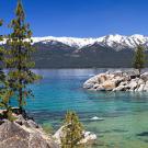 shore view across a Lake Tahoe inlet
