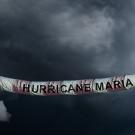 A windsock with Hurricane Maria written on it