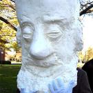 Photo: huge plaster mask of a man with a beard