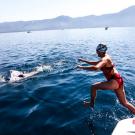 Ver&oacute;nica Morales jumps into Lake Tahoe.