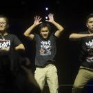 Photo: Three members of the Popping Club, dancing