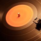 Record album on turntable