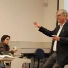English professor David Simpson teaching a class