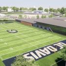 Practice field and Student-Athlete Performance Center, in rendering