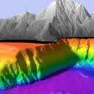 Illustration: colorful mountain and crevass